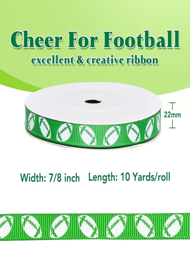Ribest Football Sports Ribbon, 3/8 Inch Grosgrain Ribbon for Crafts Hair Bows Gift Wrapping Team Decor Party Decorations, Green and White, 10 Yards - Image 3